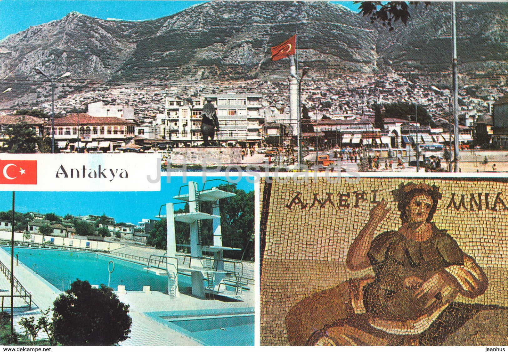 Antakya - Atatyr square - pool - mosaic - multiview - 1984 - Turkey - used - JH Postcards