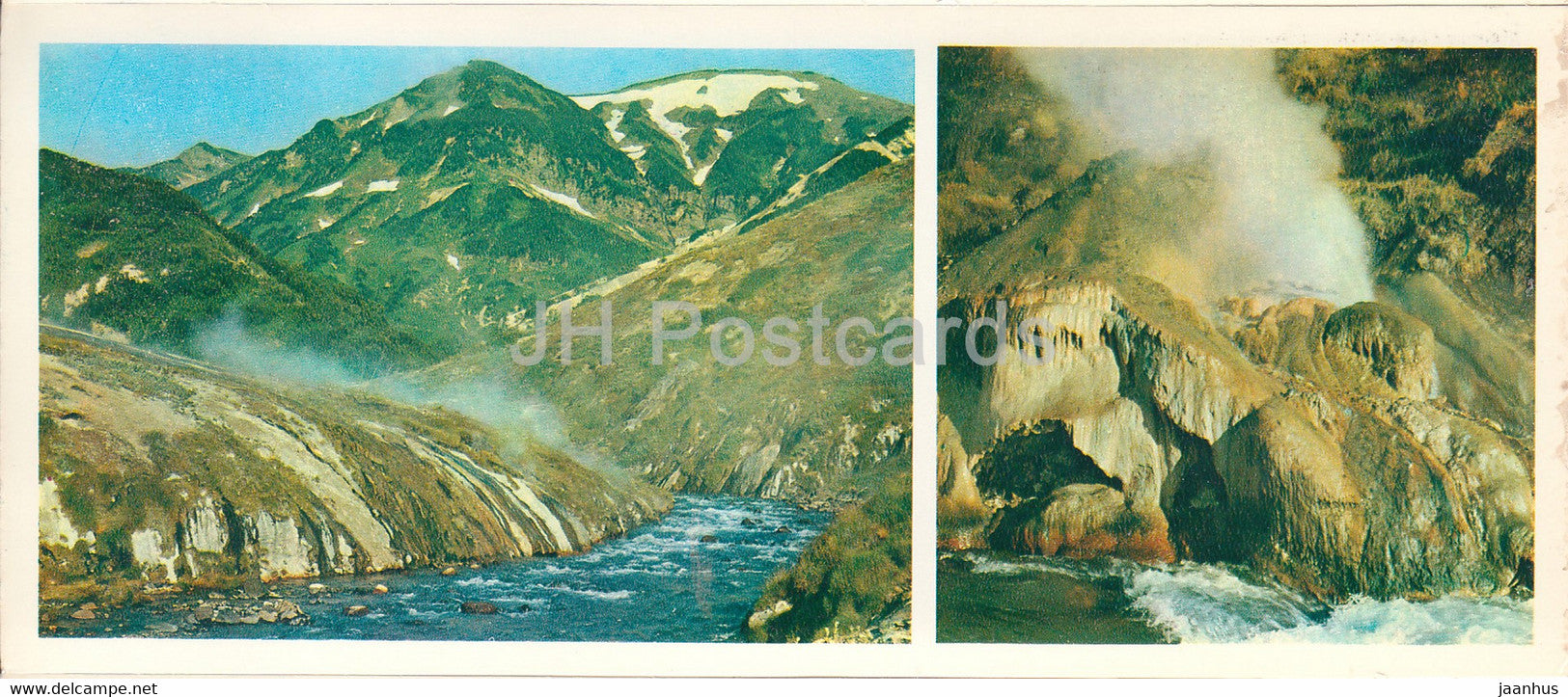 Kronotsky Nature Reserve - Geysernaya river canyon and Malachite grotto - 1981 - Russia USSR - unused - JH Postcards