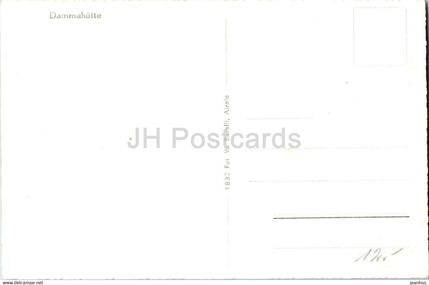 Dammahutte - 1832 - carte postale ancienne - Suisse - inutilisée