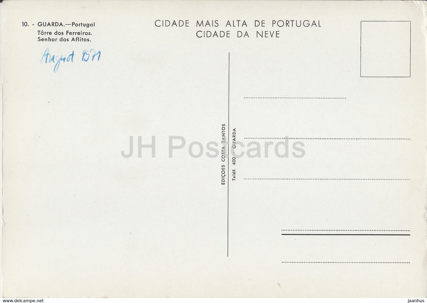 Guarda - Torre dos Ferreiros - Senhor dos Aflitos - 10 - 1971 - Portugal - gebraucht