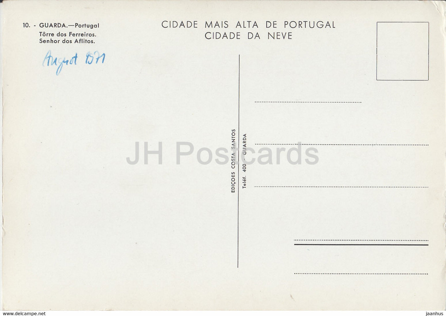 Guarda - Torre dos Ferreiros - Senhor dos Aflitos - 10 - 1971 - Portugal - used