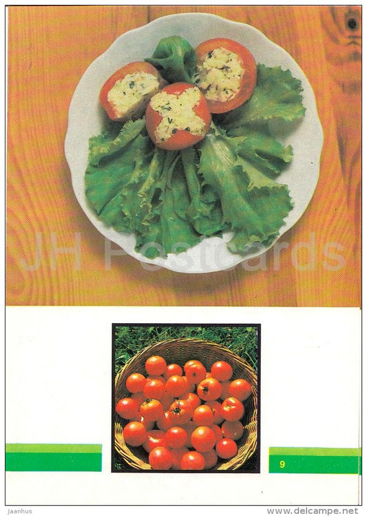 Stuffed Tomatoes - Vegetable Dishes - recipes - 1990 - Russia USSR - unused - JH Postcards