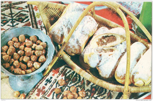 Ordubat Roll - nut - dishes - Azerbaijan dessert - cuisine - 1984 - Russia USSR - unused - JH Postcards