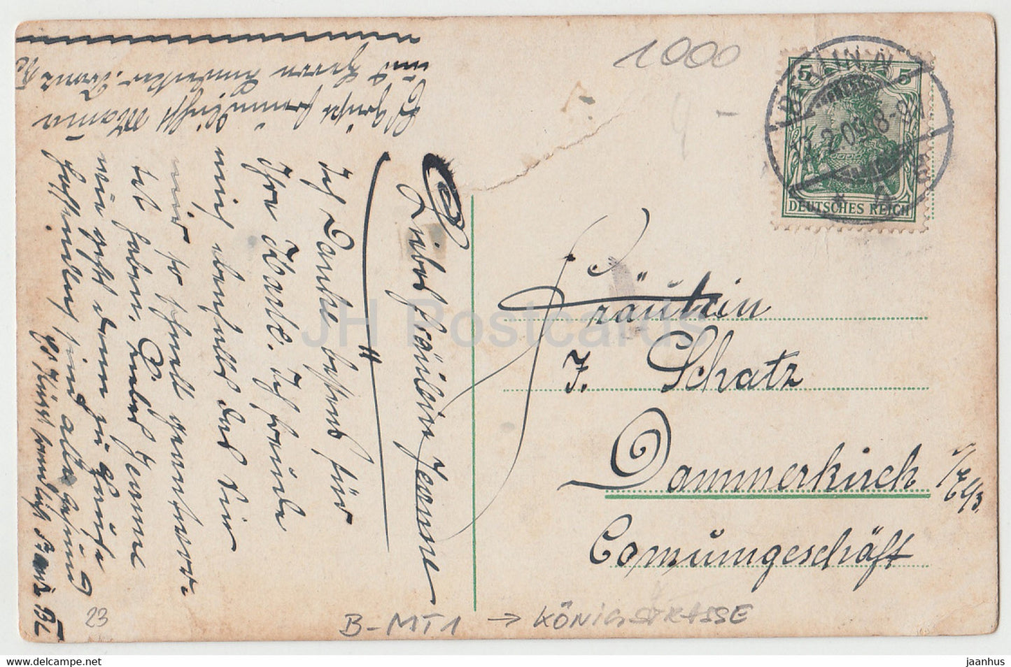 Berlin - Rathaus - Hôtel de ville - tram - 5 - carte postale ancienne - 1909 - Allemagne - utilisé