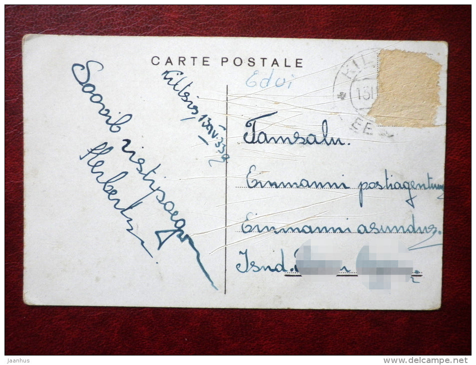 Easter Greeting Card - rooster - eggs - birch trees - circulated in 1933 - Estonia - used - JH Postcards