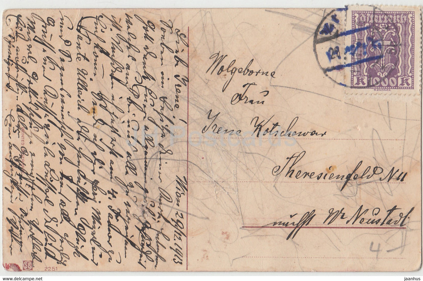 Carte de vœux du Nouvel An - Viel Gluck im Neuen Jahre - maison - facteur - SB 2251 - carte postale ancienne - 1913 - Allemagne - utilisé
