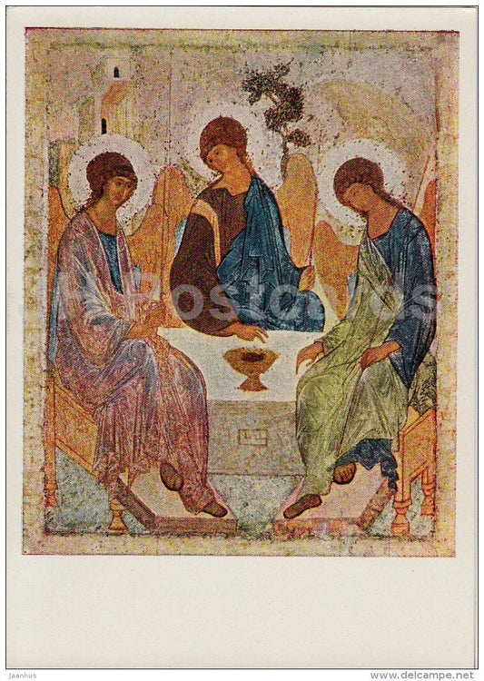 icon  by Andrei Rublev - Trinity , 1411 - Russian art - 1967 - Russia USSR - unused - JH Postcards