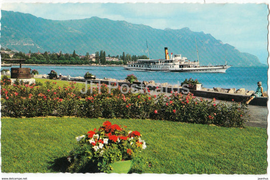 Vevey - Les quais et bateau Rhone - The quai and boat Rhone - 9298 - Switzerland - unused - JH Postcards