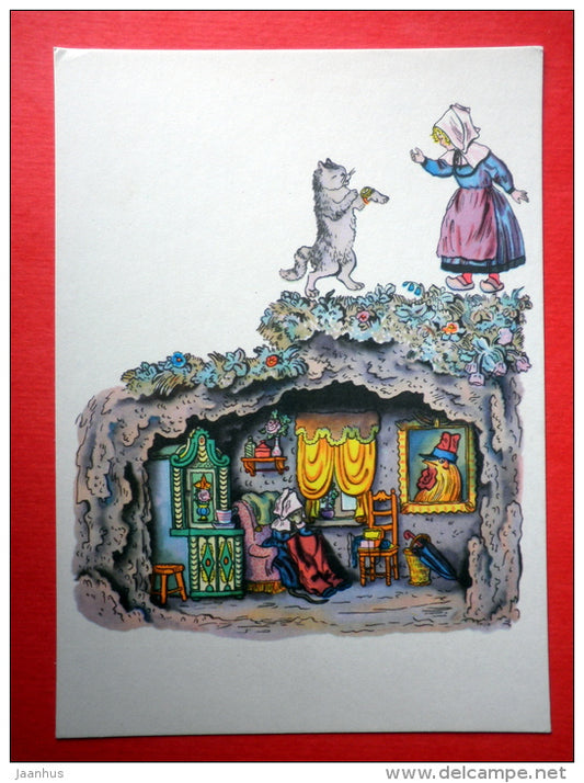 What time is it? - French Folk song - cat - Fairy Tales and Songs - 1965 - Russia USSR - unused - JH Postcards