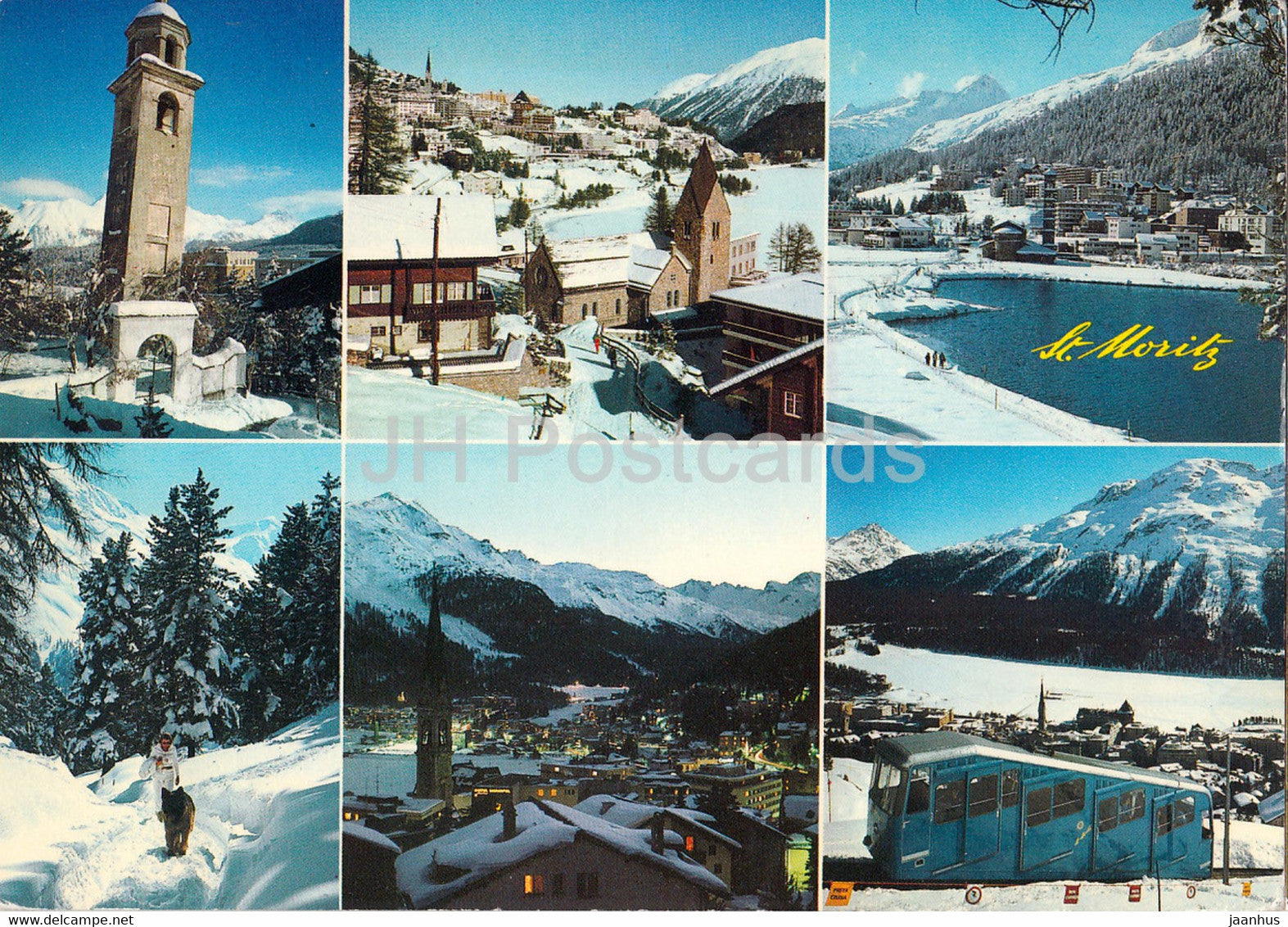 St Moritz 1800 m - Engadin - funicular - multiview - 1983 - Switzerland - used - JH Postcards