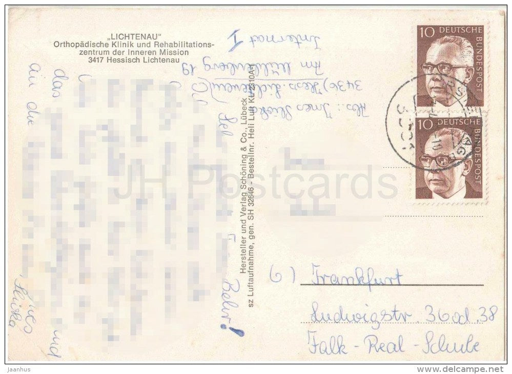 Lichtenau Orthopädische Klinik un Rehabilitationszentrum der Inneren Mission - Germany - 1971 gelaufen - JH Postcards