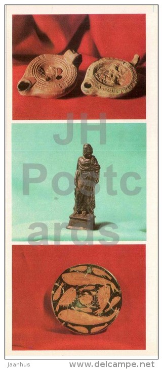 lamp - Asclepius statue - vessel - Chersonesos - archaeology site reserve - 1984 - Ukraine USSR - unused - JH Postcards