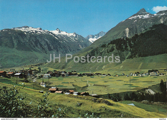 Sedrun 1450 m im Tavetsch mit Surrhein und Chruzlipass - Switzerland - unused - JH Postcards