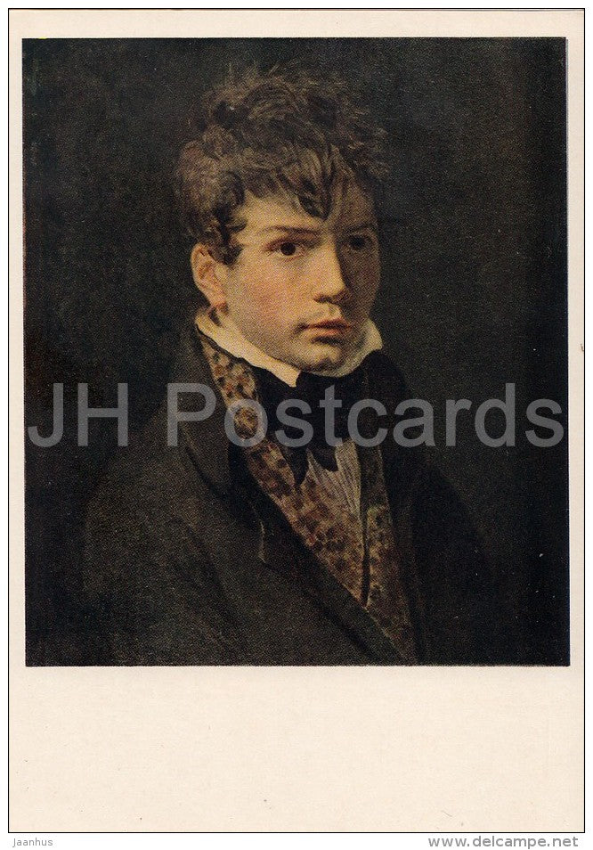 painting by Jacques-Louis David - Portrait of French Artist Ingres - French art - 1955 - Russia USSR - unused - JH Postcards