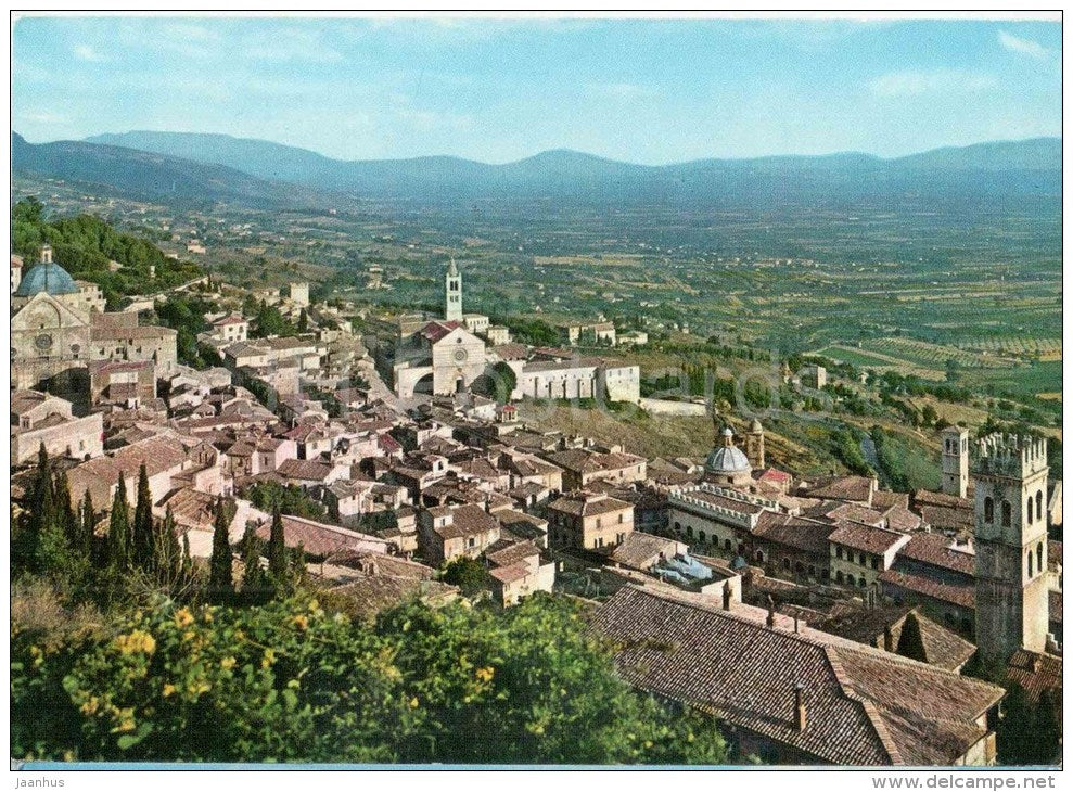 panorama dalla Rocca - fort - Assisi - Perugia - Umbria - 7 - Italia - Italy - unused - JH Postcards