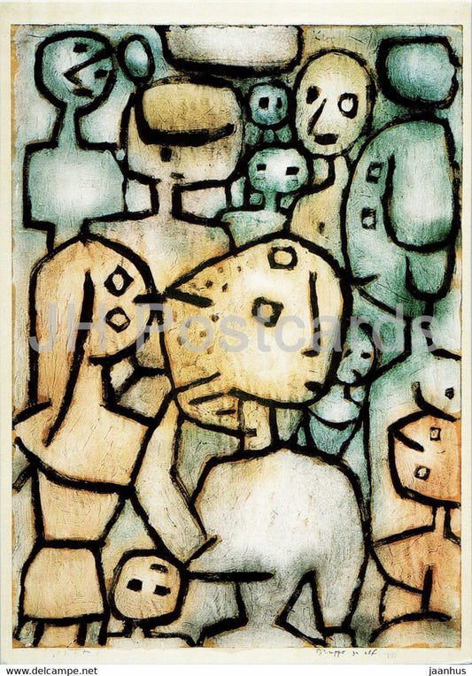 painting by Paul Klee - Gruppe zu Elf - Group of eleven - German art - Switzerland - unused - JH Postcards