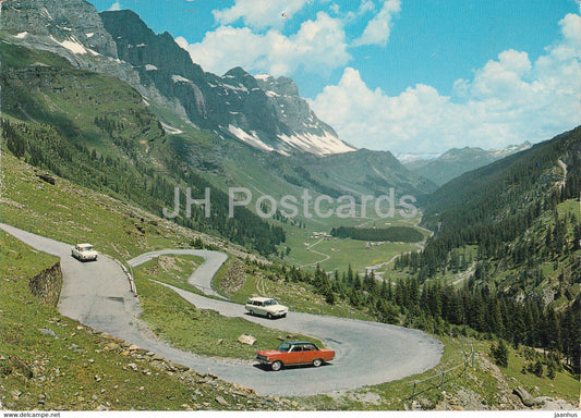 Klausenstrasse - Blick auf Urnerboden und Jagerstocke - car - 3761 - Switzerland - unused - JH Postcards