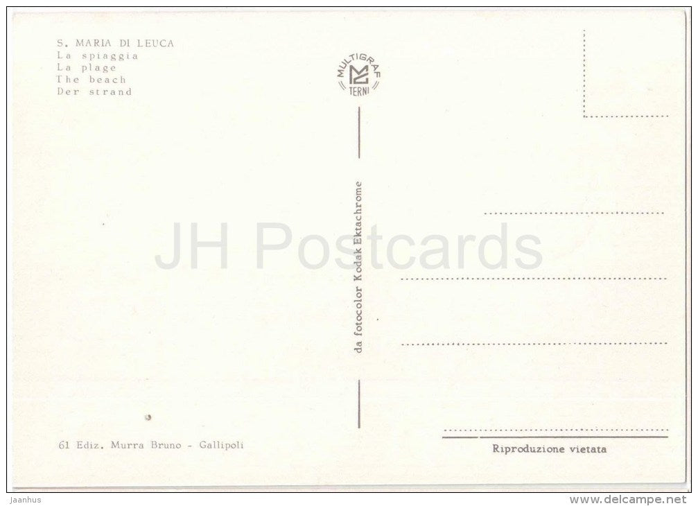 La Spiaggia - beach - S. Maria di Leuca - Lecce - Puglia - 61 - Italia - Italy - unused - JH Postcards