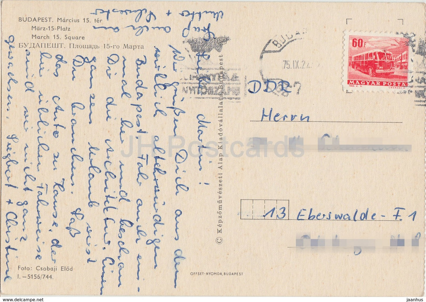 Budapest - Place du 15 Mars - 1975 - Hongrie - occasion