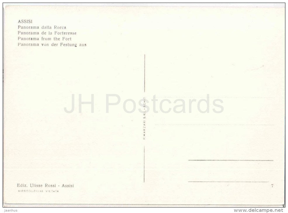 panorama dalla Rocca - fort - Assisi - Perugia - Umbria - 7 - Italia - Italy - unused - JH Postcards