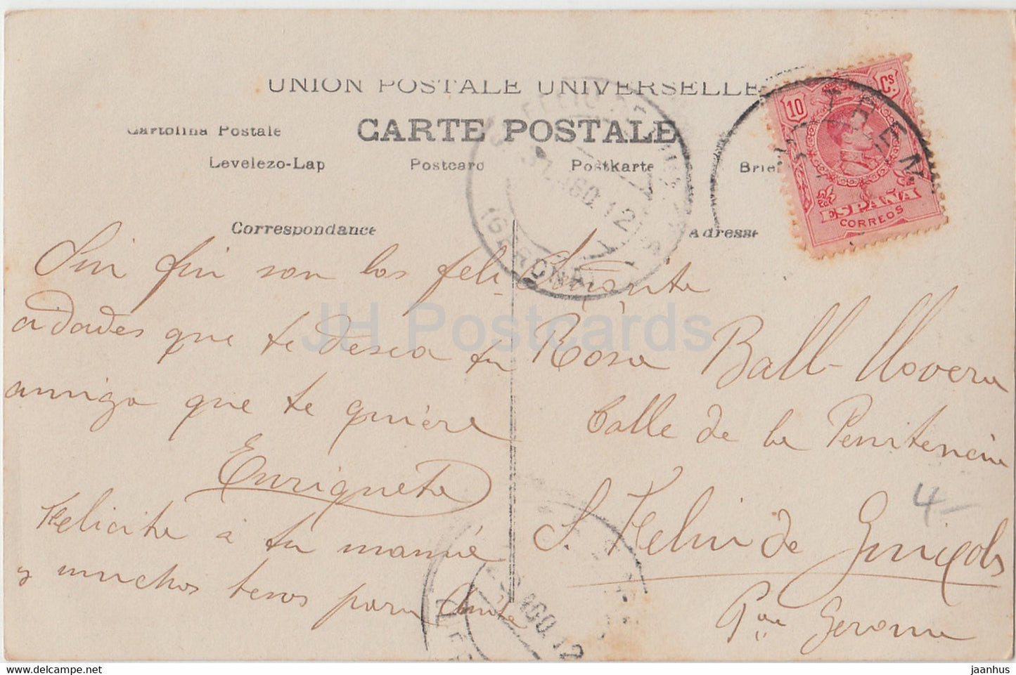 junge Frau - Brief - AN Paris 892 - alte Postkarte - Spanien - gebraucht
