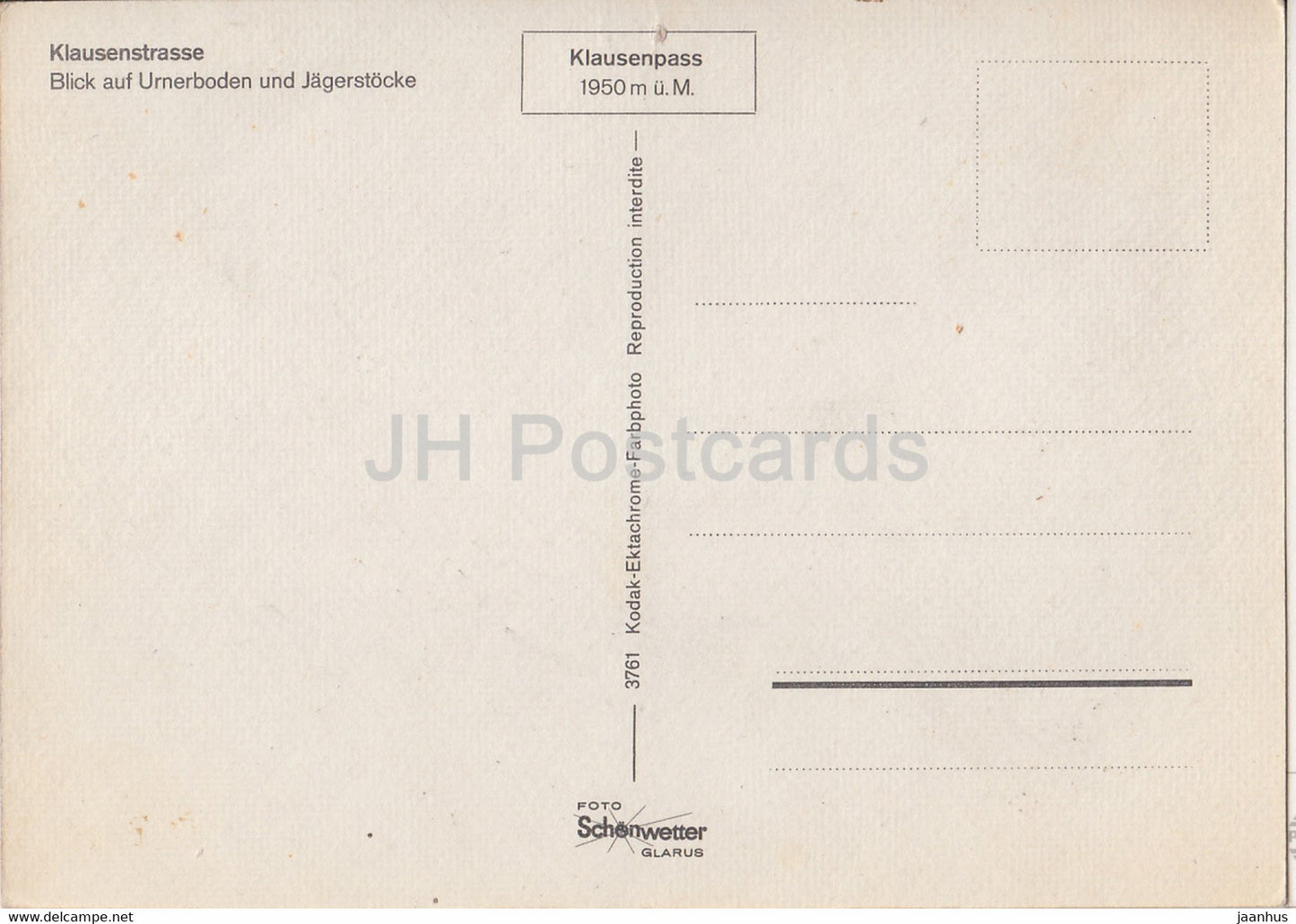 Klausenstrasse - Blick auf Urnerboden und Jagerstocke - car - 3761 - Switzerland - unused