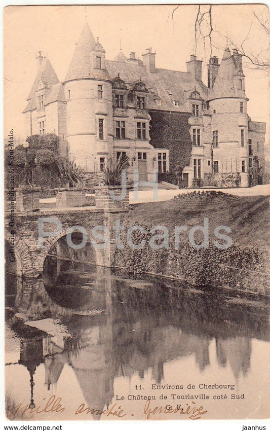 Environs de Cherbourg - Le Chateau de Tourlaville - cote Sud - castle - 1903 - old postcard - France - used - JH Postcards