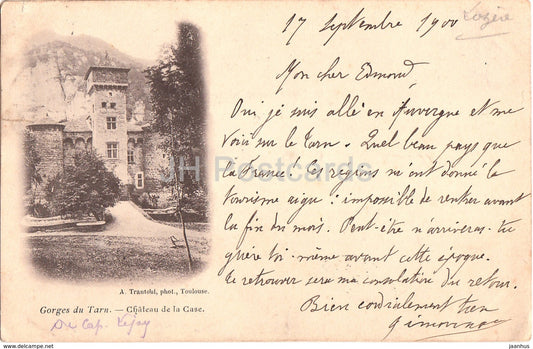Gorges du Tarn - Chateau de la Case - castle - old postcard - 1900 - France - used - JH Postcards