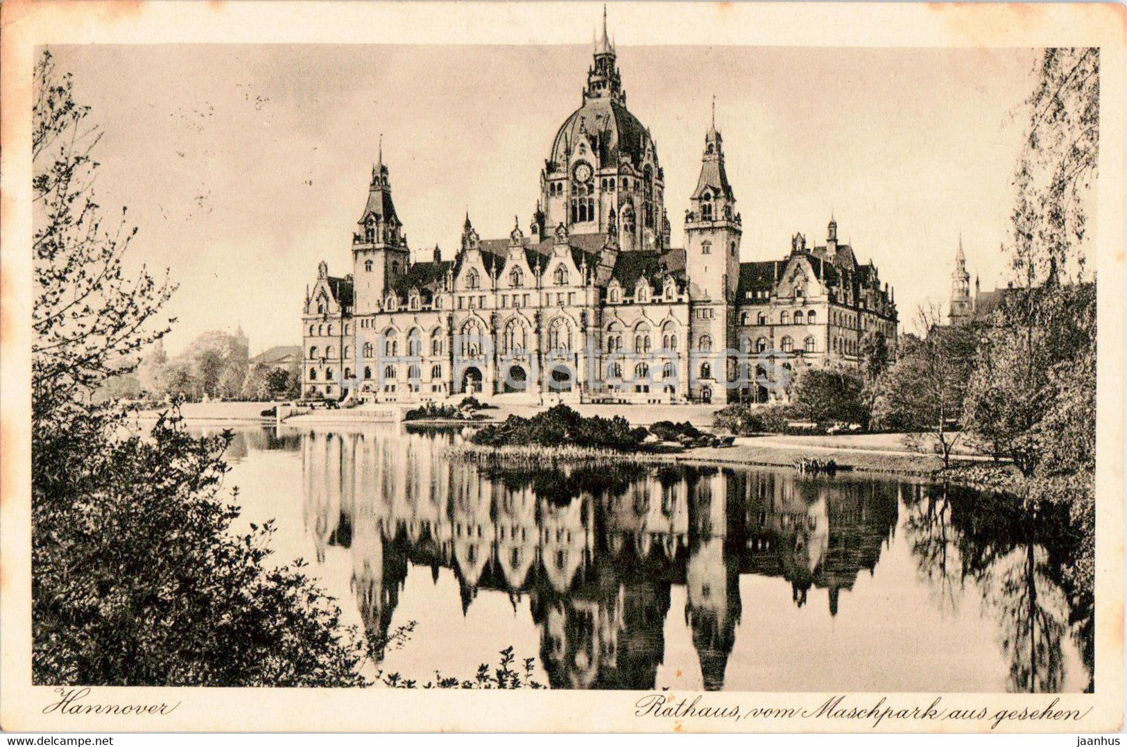 Hannover - Rathaus vom Maschpark aus gesehen - Arbeiter Sanger Bundesfest - 1928 - old postcard - Germany - used - JH Postcards
