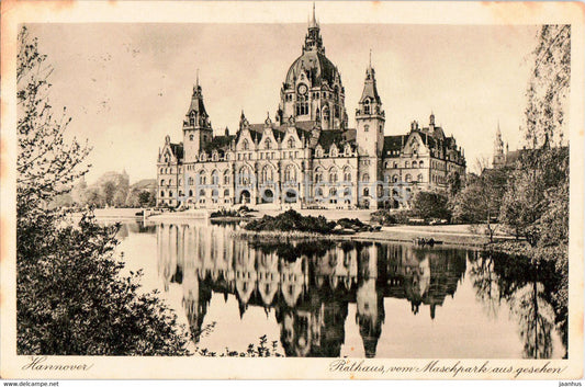 Hannover - Rathaus vom Maschpark aus gesehen - Arbeiter Sanger Bundesfest - 1928 - old postcard - Germany - used - JH Postcards