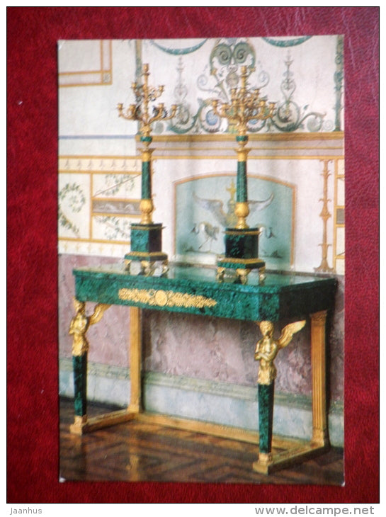 Candelabra , 1830s - Russian Malachite - The Hermitage , Leningrad - 1980 - Russia USSR - unused - JH Postcards