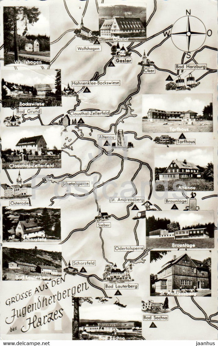 Grusse aus den Jugendherbergen des Harzes - old postcard - Germany - unused - JH Postcards