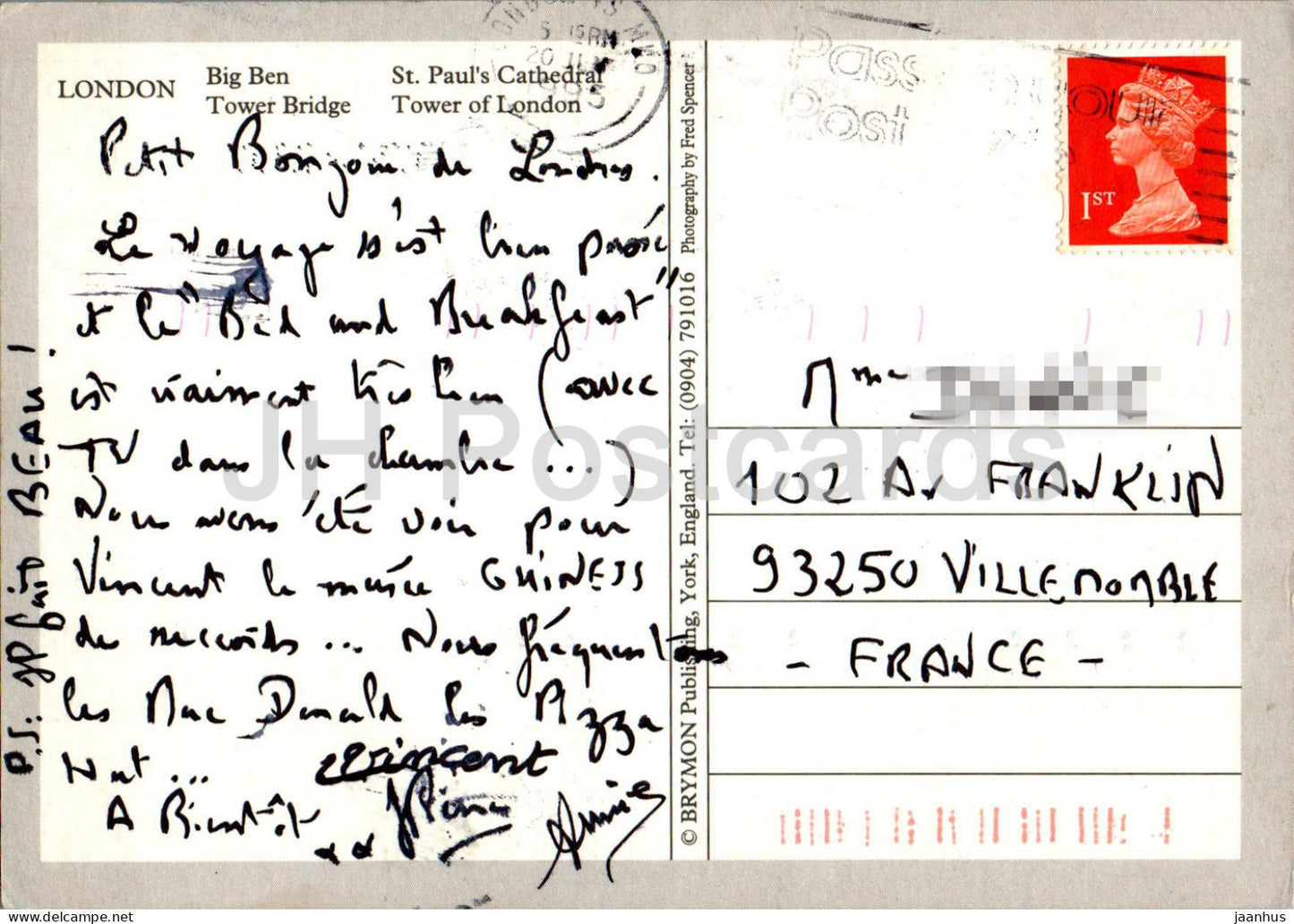 Londres - Big Ben - Tower Bridge - Cathédrale St Paul - Tour de Londres - 1995 - Angleterre - Royaume-Uni - occasion 