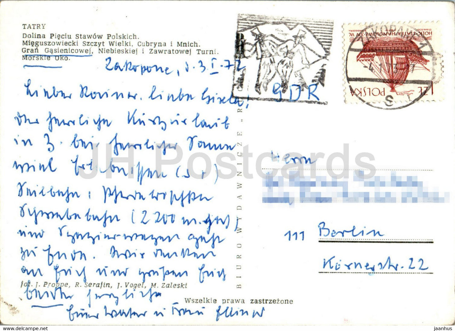 Tatry - Tatras - Dolina Pieciu - Mnich - Mieguszowiecki Szczyt Wielki - multiview - 1972 - Poland - used