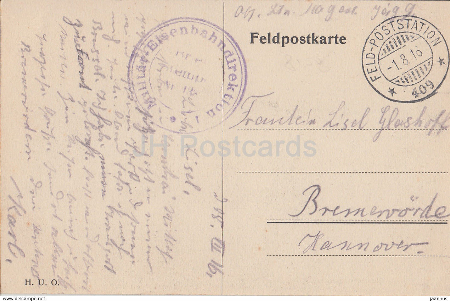 Cambrai - Pariser Tor mit Notre Dame Turm - alte Postkarte - Feldpost - 1916 - Frankreich - gebraucht