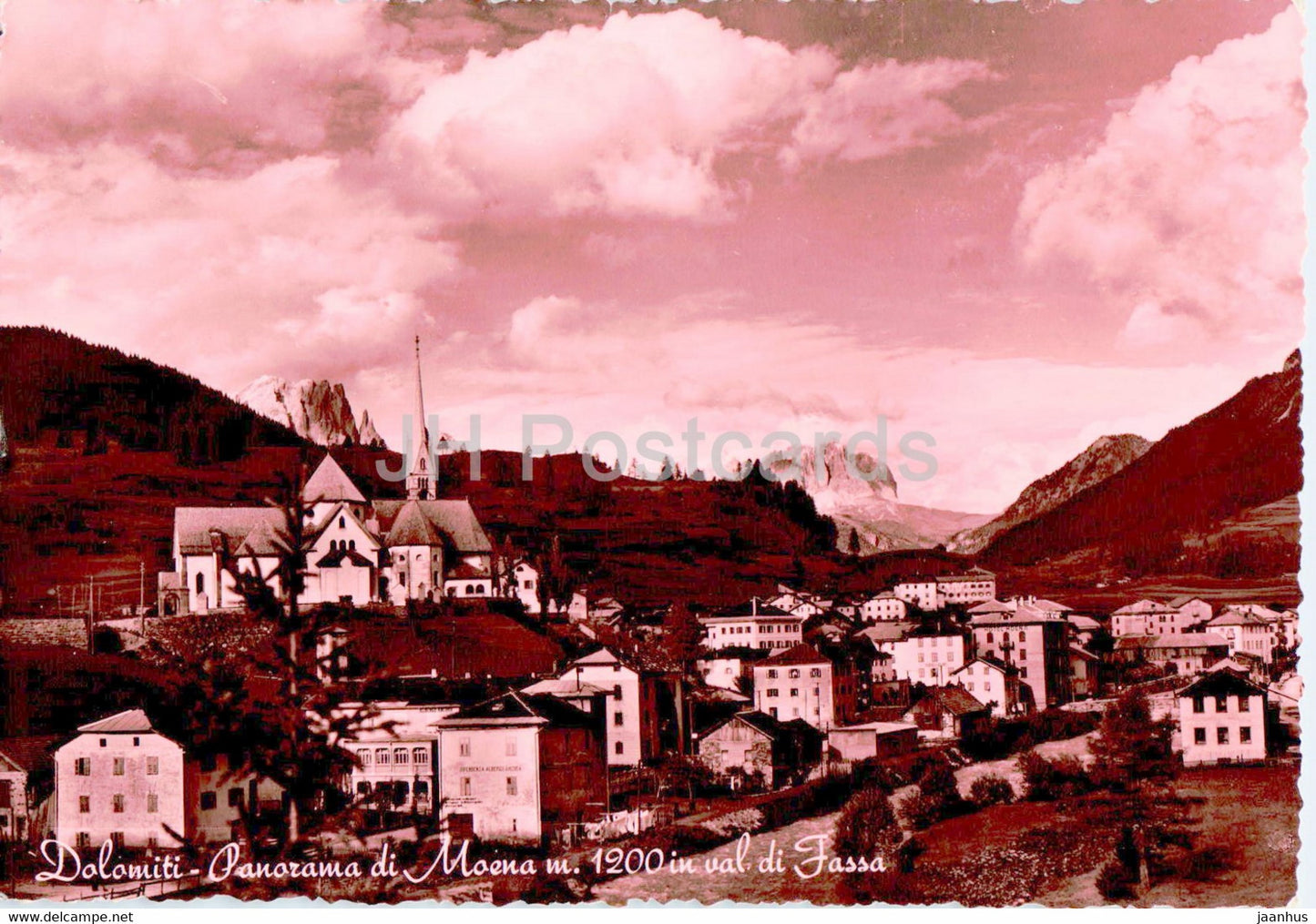 Dolomiti - Panorama di Moena 1200 m in Val di Fassa - old postcard - 1952 - Italy - used - JH Postcards