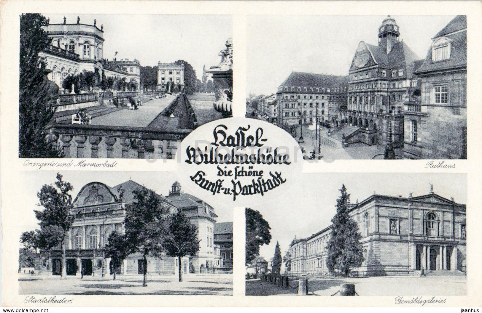 Kassel Wilhelmshohe die schone Kunst u Parkstadt - old postcard - 1938 - Germany - used - JH Postcards