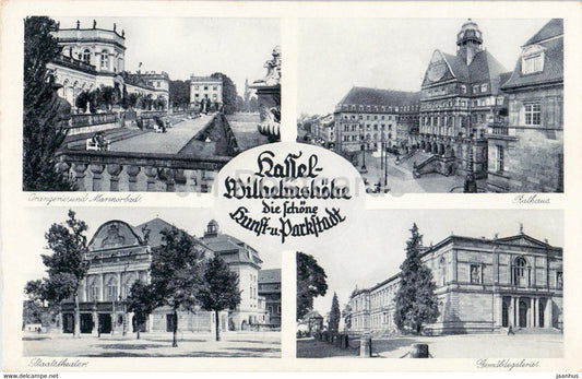 Kassel Wilhelmshohe die schone Kunst u Parkstadt - old postcard - 1938 - Germany - used - JH Postcards