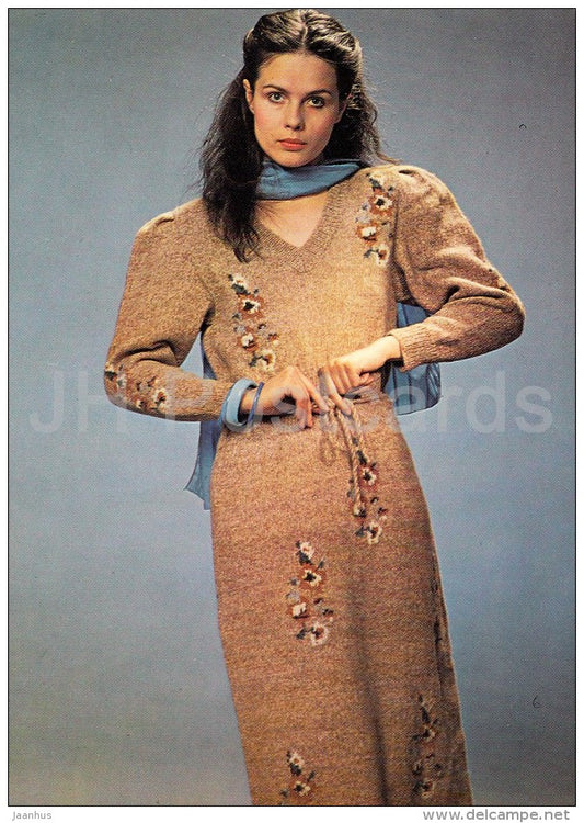 dress Hortensja - woman - Sewing - fashion - handicraft - Poland - unused - JH Postcards