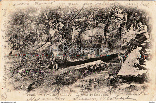 Foret de Fontainebleau - Le Rocher des Deux Saurs - Service de Garde des Voies 108 - old postcard - 1914 - France - used - JH Postcards
