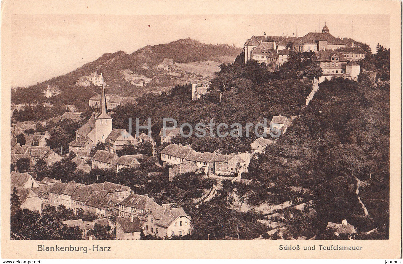Blankenburg Harz - Schloss und Teufelsmauer - castle - 164 - old postcard - Germany - unused - JH Postcards