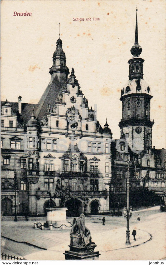 Dresden - Schloss und Turm - castle - old postcard - 1924 - Germany - used - JH Postcards