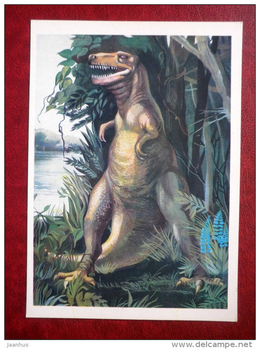 Tarbosaurus - dinosaurs - Illustration by I. Chevereva - 1983 - Russia USSR - unused - JH Postcards