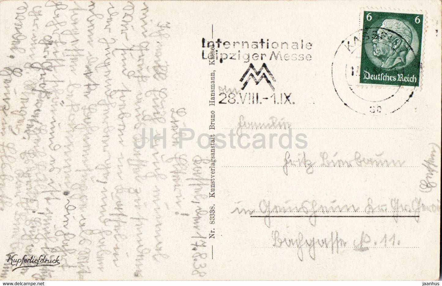 Kassel Wilhelmshöhe die schöne Kunst u Parkstadt - alte Postkarte - 1938 - Deutschland - gebraucht