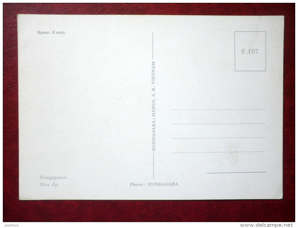 Frangipani - Plumeria  - flowers - Vietnam - unused - JH Postcards