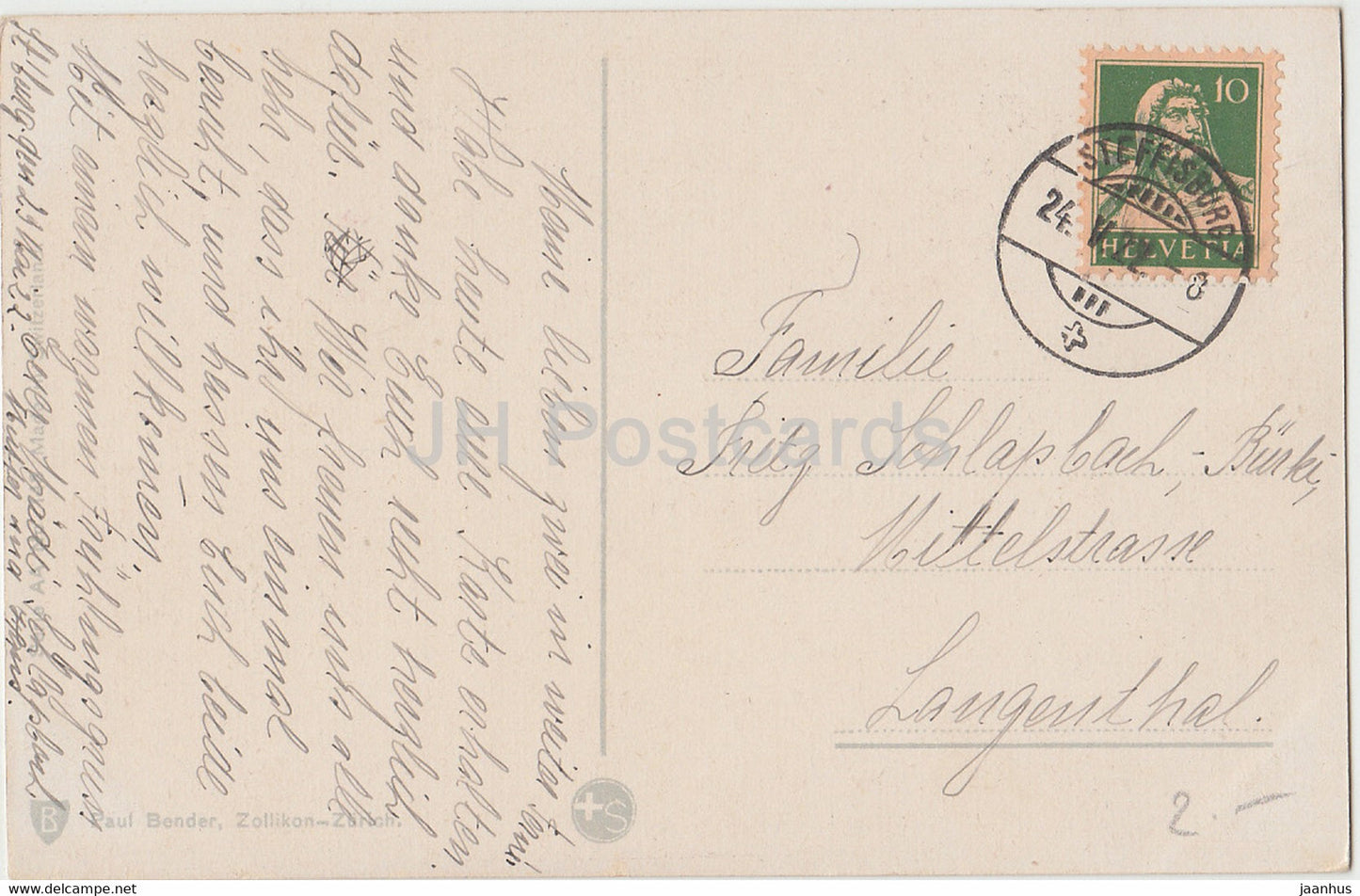 Feldblumen - Blumen - Paul Bender - alte Postkarte - 1922 - Schweiz - gebraucht