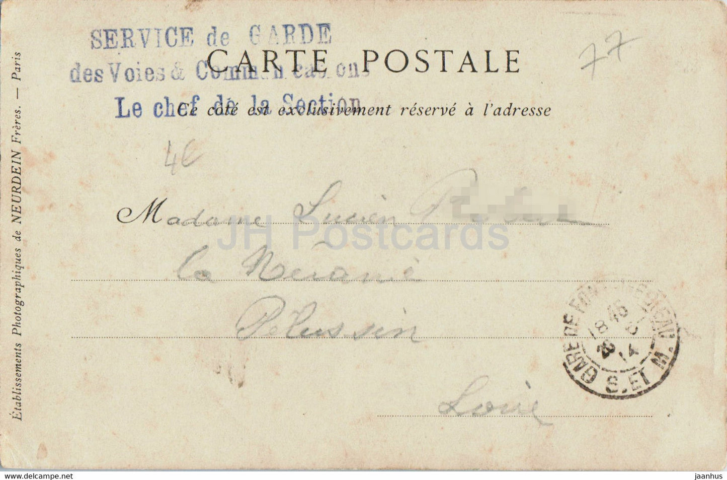 Foret de Fontainebleau - Le Rocher des Deux Saurs - Service de Garde des Voies 108 - alte Postkarte - 1914 - Frankreich - gebraucht