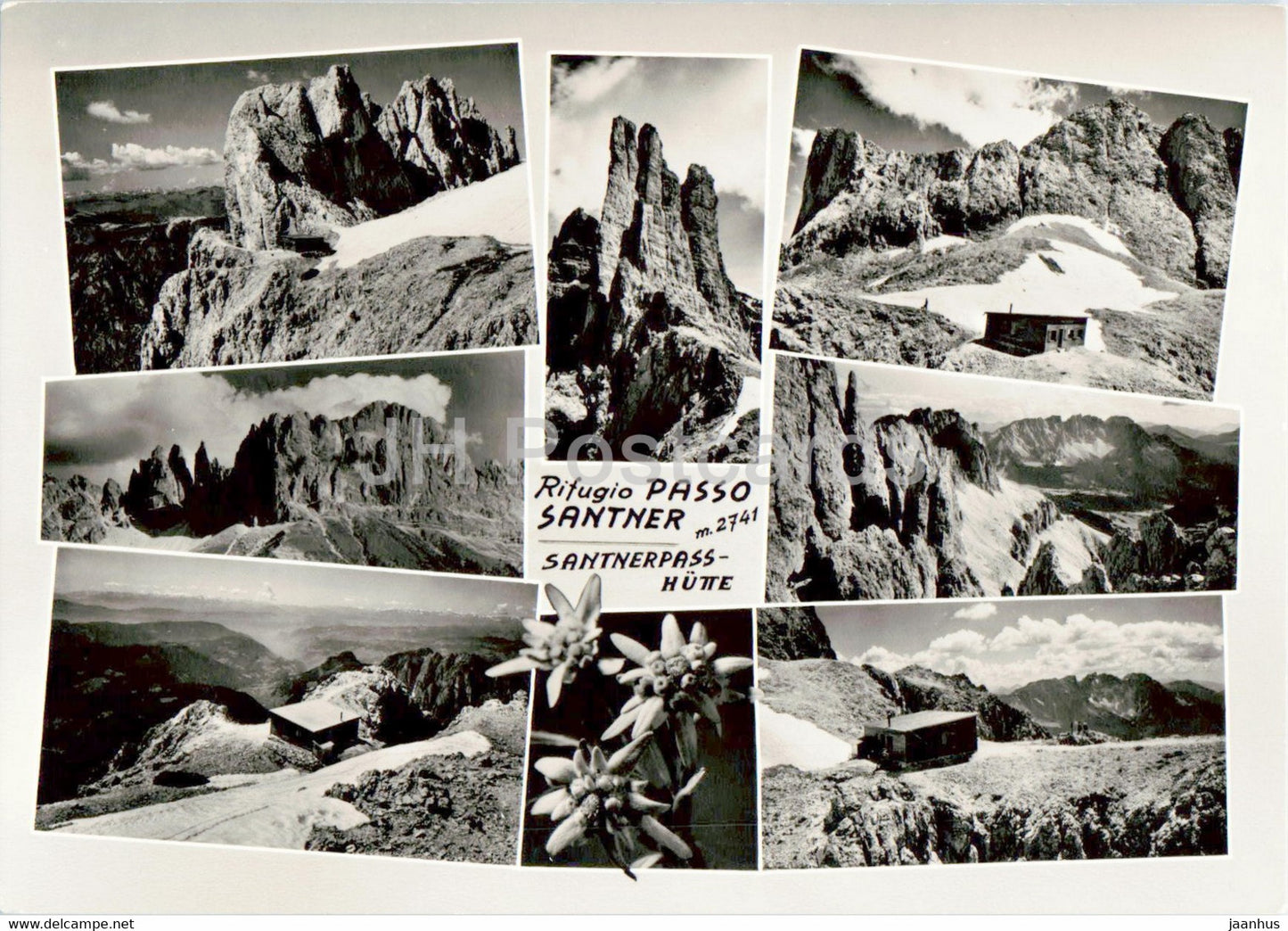 Rifugio Passo Santner - Santnerpass Hutte - multiview - old postcard - Italy - unused - JH Postcards