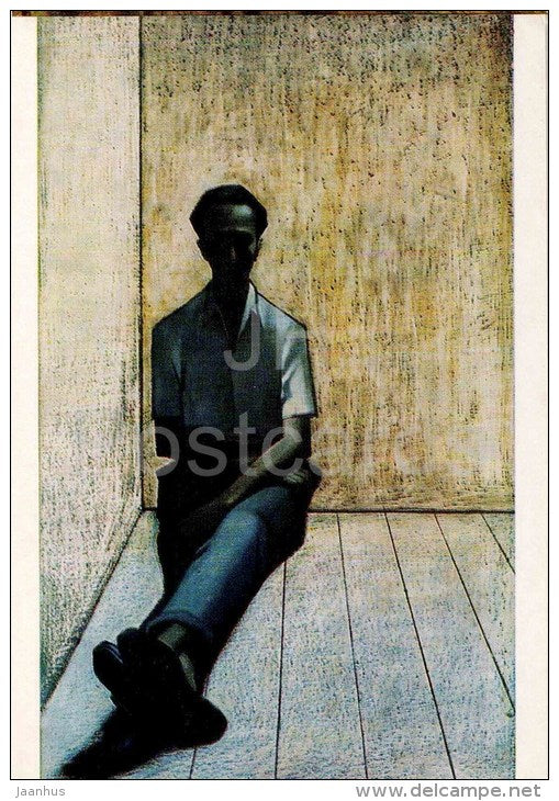 painting by A. Akopyan - Recreation , 1962 - man - armenian art - unused - JH Postcards