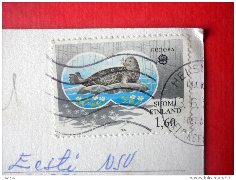 illustration by Elsa Beskow - girl - sheep - lamb - Nr 17 -  Sweden - sent from Finland Helsinki to Estonia USSR 1986 - JH Postcards